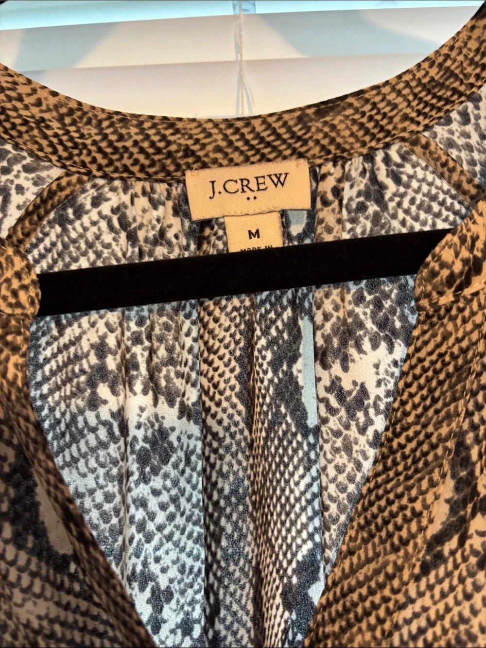 J. Crew Snake-Print V-Neck Blouse - Black & Cream